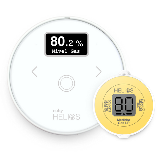 Cuby Helios - Medidor Gas LP con alarma de gas y App gratuita.