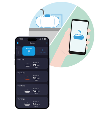 Cuby Helios - Medidor Gas LP con alarma de gas y App gratuita.