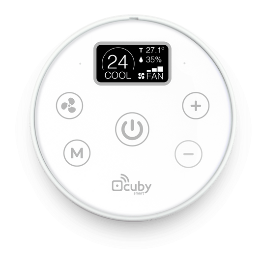 Cuby Aria F&amp;C - Smart thermostat at 110 or 220 VAC for Fan and Coil chilled water equipment.